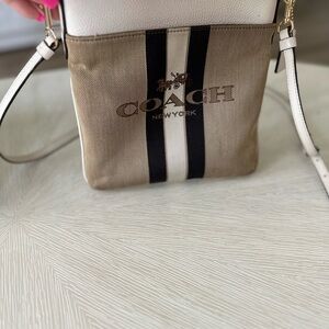 Coach Tan and White Crossbody Bag